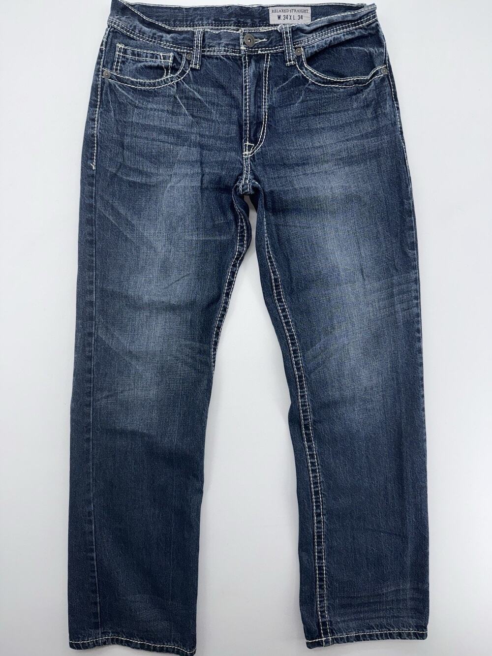 Faded Glory Jeans Size 34x34 Relaxed Straight Dark Wash Authentic Premium Denim